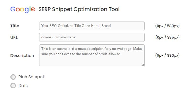 Google SERP Snippet Optimization Tool